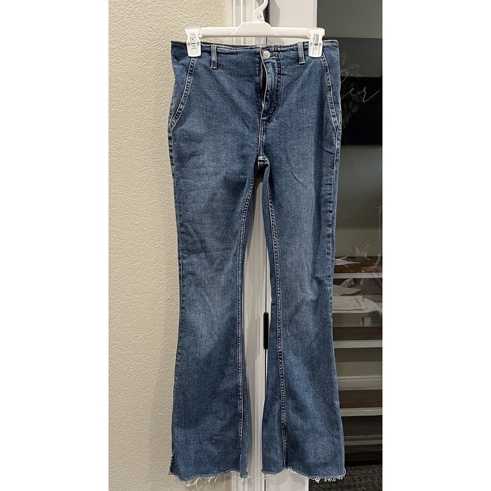 We The Free by Free People Level Up Slit Slim Flare Jeans Bohemian Women's 27